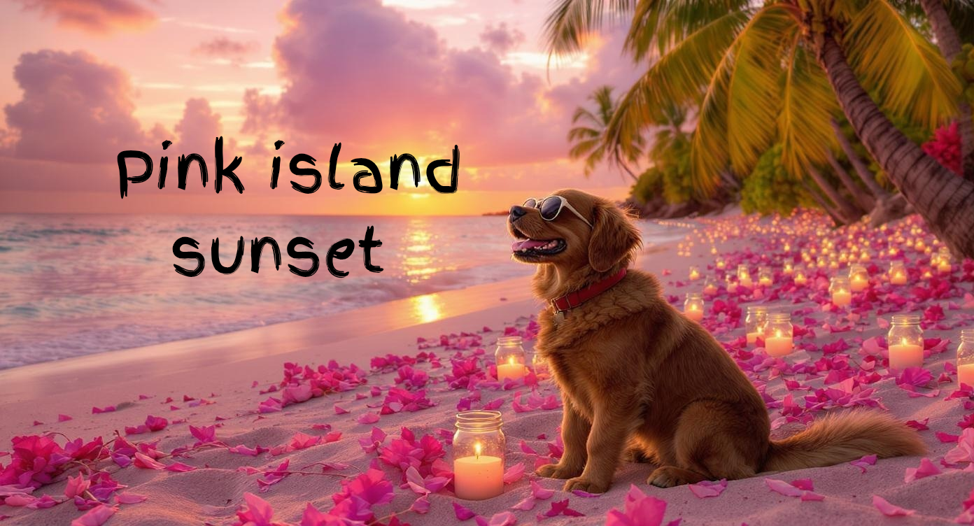 Pink island sunset